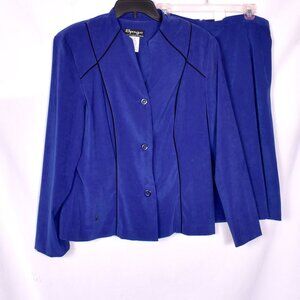 Spago Collection Women's Royal Blue Skirt Blazer Set Size 14